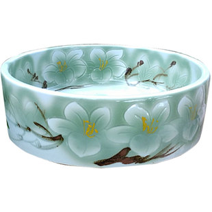 景德镇陶瓷器荷花金鱼乌龟缸盆睡莲碗莲花盆水浅笔洗大号水仙花盆