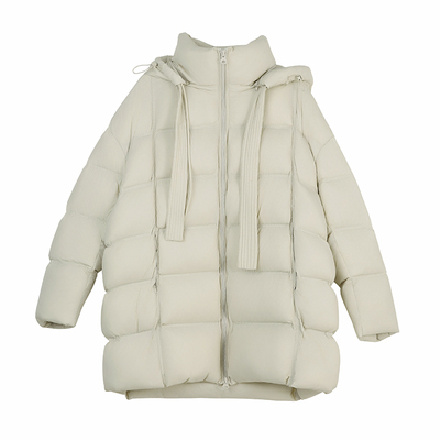 云上生活【冬雪】95白鸭绒立体分割连帽中长款羽绒服2025冬外套女