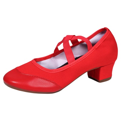 新款牛筋底红色舞蹈鞋