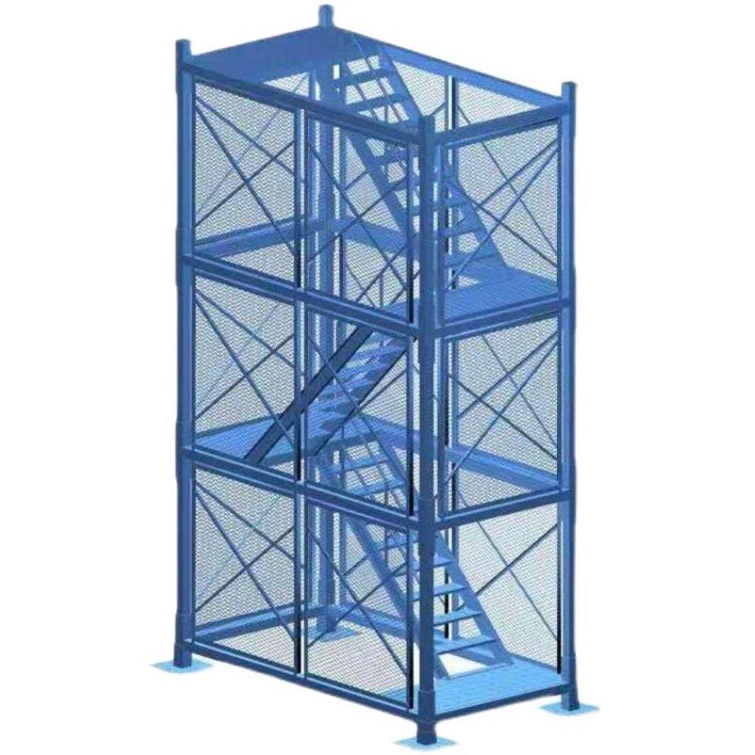 工地桥梁基坑高墩柱防护网安全爬梯通道施工安全梯笼平台建筑通道