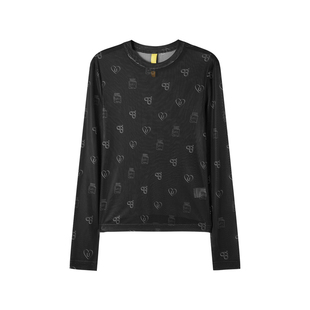 U/TI酷感叠穿皮肤衣T恤女 简约通勤网纱薄款上衣尤缇2025秋季新款