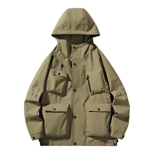 OLA 男士冲锋衣新款多袋工装风外套时尚百搭休闲户外个性机能