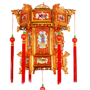 二层三层镀金黄色塑料仿古六角宫灯宫廷灯红灯笼国庆春节金色