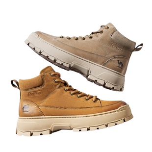 骆驼男鞋2024冬季新款复古百搭 厚底止滑城市高帮滑板鞋男