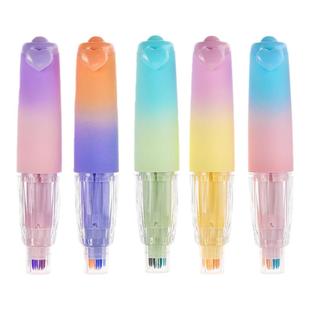 一木林双色按动荧光笔双线记号笔划重点标记笔记号笔手账笔萤光笔