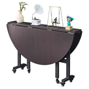 折叠饭桌家用多功能带转盘可移动圆形餐桌简约客厅大圆桌子可折叠