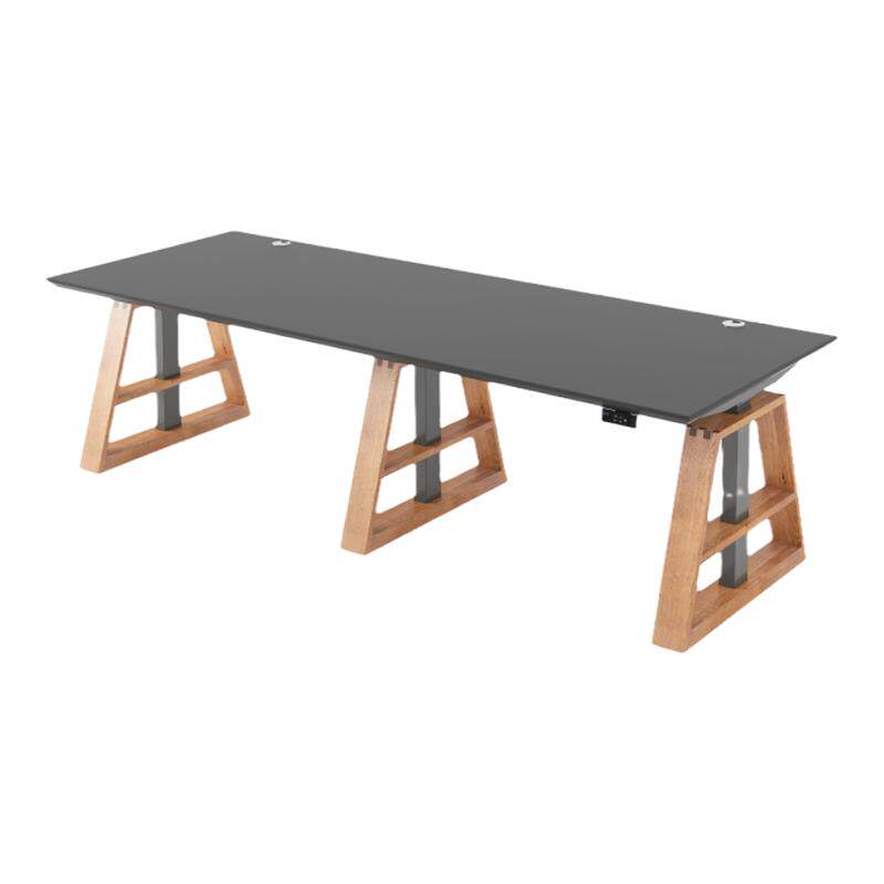 智芯双人站立式电动升降桌实木办公台式家用书桌加长电竟电脑桌子