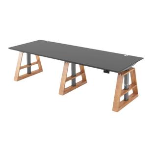 智芯双人站立式电动升降桌实木办公台式家用书桌加长电竟电脑桌子