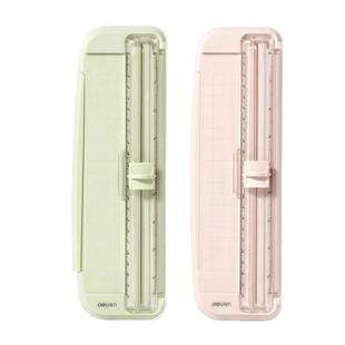 得力裁纸刀小型切纸机办公用滑动裁纸器手动切割闸刀照片a4纸A5A6相片卡纸铜板纸裁切机双向刀头手工学校便携