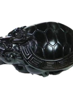 龙龟和田玉山料墨玉小摆件手玩件