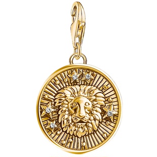 狮子座Leo镀黄金圆牌十二星座吊坠欧美挂坠个性托马斯萨博首饰品