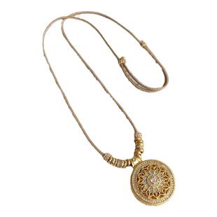 玉石复古风新中式项链佛公唐卡葫芦脖颈挂绳编织吊坠绳八宝罗盘绳