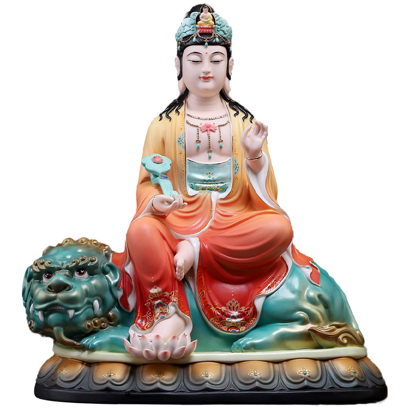 陶瓷文殊菩萨家用供奉书房摆件