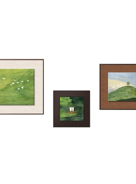 绿色系法式中古风立体客厅装饰画沙发背景墙组合画现代高级感挂画