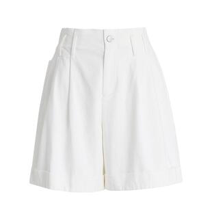 【商场同款】AUM噢姆夏季通勤休闲棉感斜纹有褶翻边宽松牛仔短裤