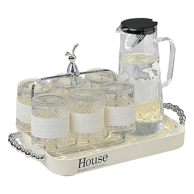 轻奢玻璃杯家用高级感耐高温水杯家庭杯子客厅泡茶杯杯具待客套装