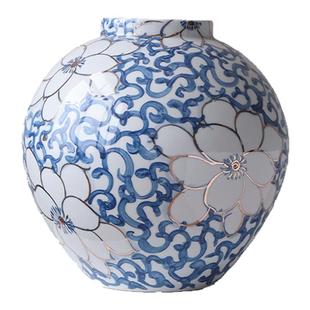 景德镇陶瓷花瓶青花瓷宋代美学中式复古客厅插花高级轻奢装饰摆件