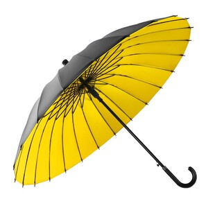双人弯钩24骨自动带收纳防水套长柄雨伞黑胶加大号车载弯柄男士女