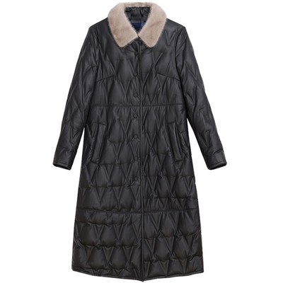 真皮羽绒服女水貂毛领宽松外套