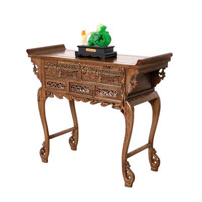 鸡翅木佛龛香几关公弯角桥台条案