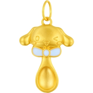 潮宏基三丽鸥黄金吊坠足金挂坠5D硬金转运串珠金汤勺宝宝满月礼X6