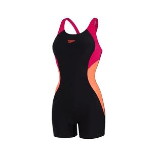 Speedo速比涛 抗氯修身显瘦遮腹马甲线拼色设计女连体泳衣温泉