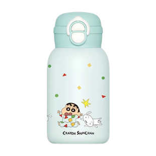 蜡笔小新保温杯可爱高颜值水杯学生上学双饮杯吸管杯礼物桌面杯子