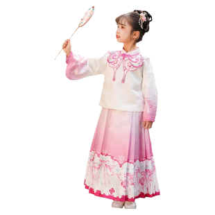汪小荷童装汉服秋季新款马面裙古风套裙女童中国风超仙高端唐装