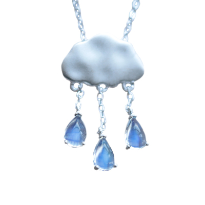天然斯里兰卡月光石云朵纯银吊坠