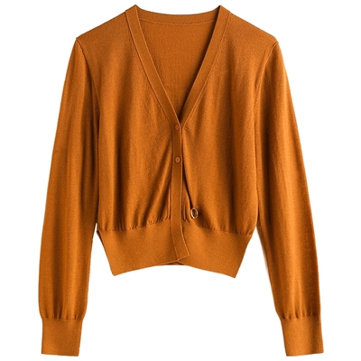 洛薇雅羊毛开衫V领小众针织衫