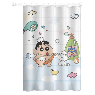 日式浴帘防水防霉加厚卫生间窗帘免打孔洗澡挂帘子高档浴室隔断帘