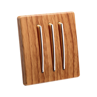 汉顿墙壁开关插座面板C3黄木纹个性创意琴键刀锋按钮单控双控86型