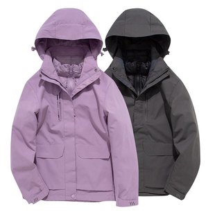 冲锋衣男女户外防风防水三合一两件套可拆卸羽绒内胆防寒服外套潮