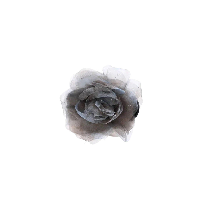 SuSu素素配饰【花语】韩系温柔轻奢气质优雅雪纺花朵丸子夹FX1181