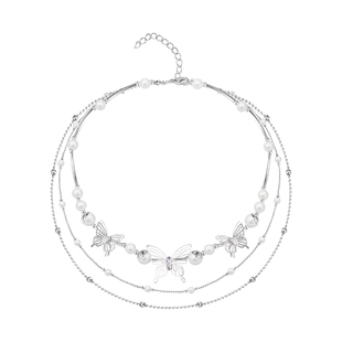 【蜜桃茶】鸢尾梦蝶蝴蝶珍珠项链女款轻奢小众choker锁骨颈链配饰