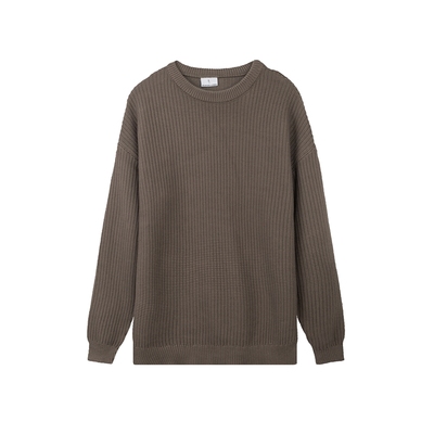 新款加厚打底圆领针织衫男秋冬日系大地色慵懒宽松青少年毛衣外套