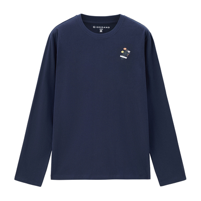 佐丹奴长袖纯棉刺绣T恤