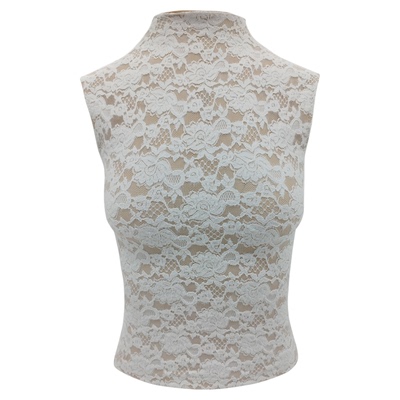 Veryrareme蕾丝立领无袖背心