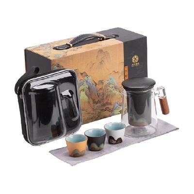 苏氏陶瓷（SUSHI CERAMICS）手绘釉画彩千里江山手柄玻璃旅行包