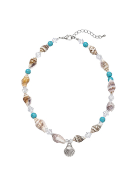 海岸沙滩氛围感蓝色串珠锁骨链女