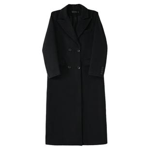 黑色毛呢外套女中长款秋冬季新款长款正肩夹棉加厚呢子大衣风衣