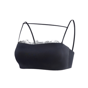 无痕内衣女时尚法式蕾丝抹胸细肩带美背文胸无钢圈收副乳舒适薄款