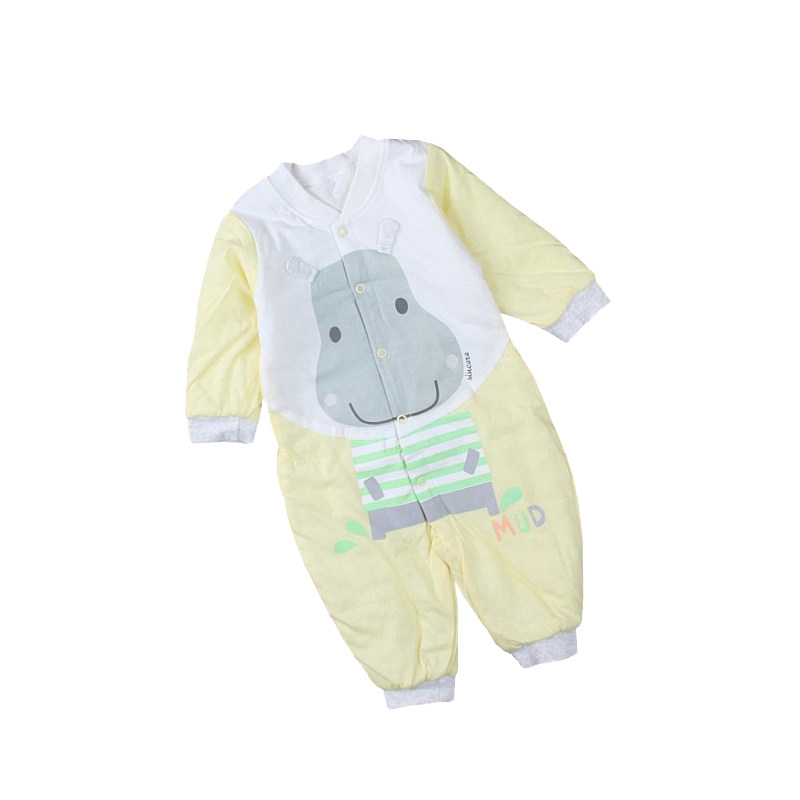 秋冬纯棉开裆儿童爬服连体衣