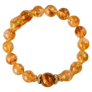 原创丨天然黄水晶金手链女招财转运黄塔晶虎眼石珠子串珠手串平安