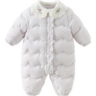 【三防】戴维贝拉新生儿羽绒服连体衣女宝宝冬装婴儿保暖外出爬服