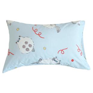布偶猫乔琪 原创毛线小猫全棉可爱蓝枕套亲肤100新疆棉枕头罩单只