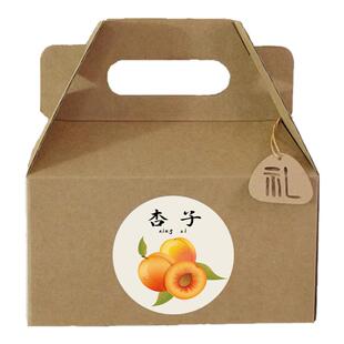 牛皮纸杏子包装盒新鲜红黄杏子通用手提水果礼品盒空盒子纸箱定制