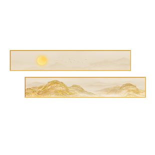 日照金山客厅挂画现代简约横版细长条沙发背景墙装饰画高档组合画