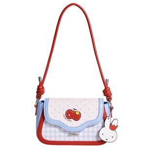 米菲撞色马鞍包2025新款小众设计感百搭腋下包可爱少女单肩斜挎包