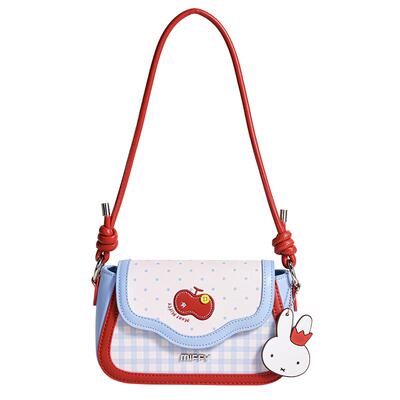 米菲撞色马鞍包2025新款小众设计感百搭腋下包可爱少女单肩斜挎包